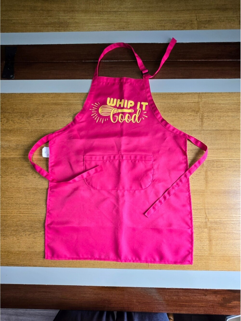 Kids Hot Pink Whip It Good Chef Apron Yellow Vinyl Design Adjustable